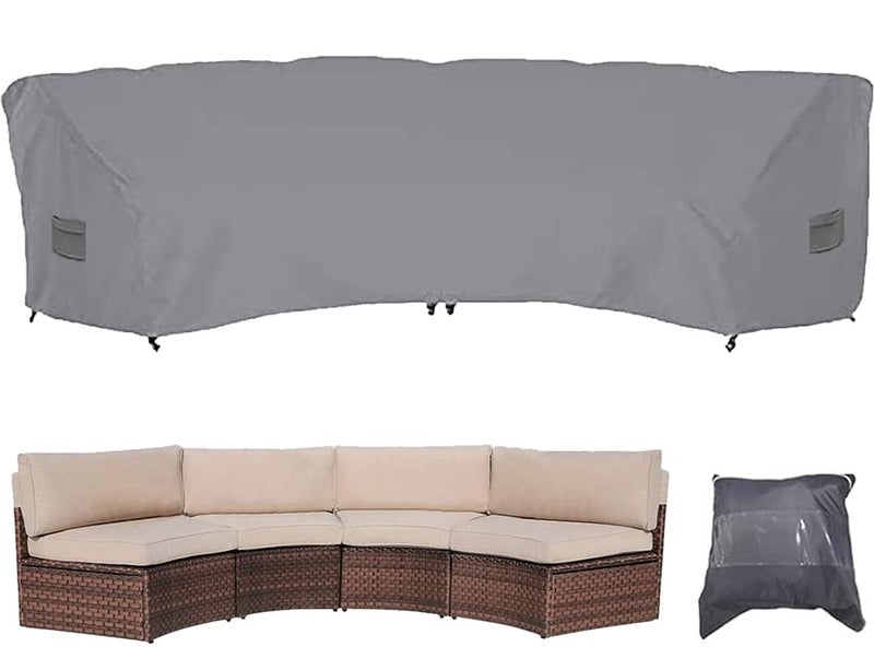 Skyour Patio Sectional Curved Sofa Protector Cover Waterproof Heavy Duty 420D Oxford Outdoor Sectional Curved Couch Sofa Furniture Covers with Windproof Reinforced Buckles 8976x4567x3386in - Image 2
