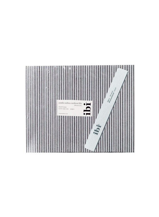 iBi 100 Premium Jumbo Zebra Cushion File Grit 100100 Washable & Sanitizable Nail File For Professionals (50Pcs) - Image 2