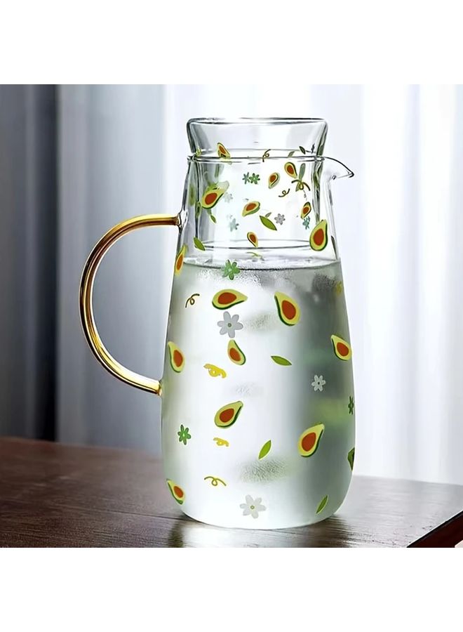 إبريق زجاج عالي البوروسيليكات على شكل أفوكادو مع مجموعة إبريق شاي بارد - Image 3