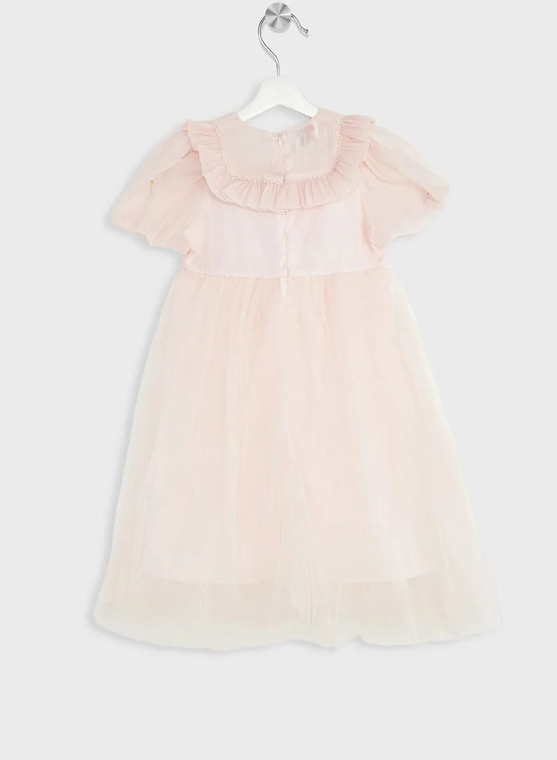 Pinata Girls Puff Sleeve Tulle Dress