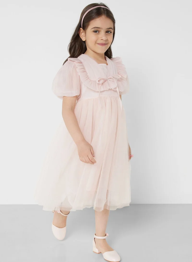 Pinata Girls Puff Sleeve Tulle Dress