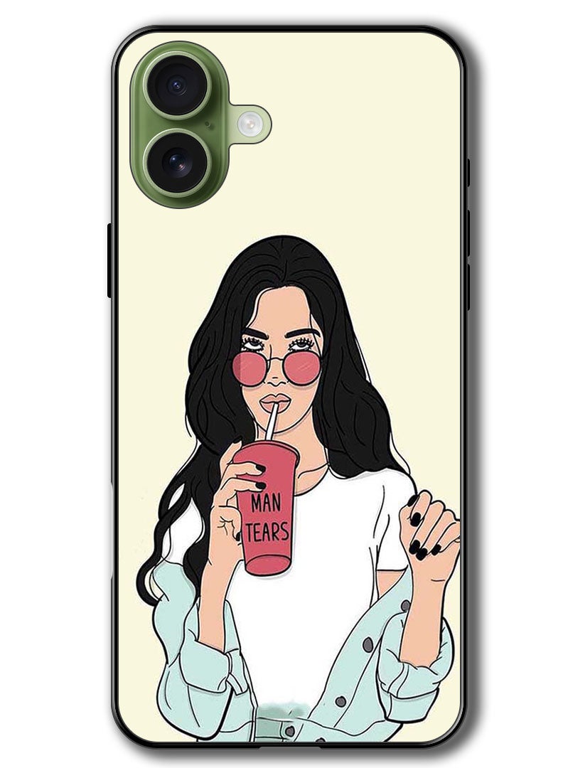 Theodor Case Compatible with Apple iPhone 17 6.3 Inch Protection Shockproof Bumper Cover Girl Drinking Coffee - Image 1