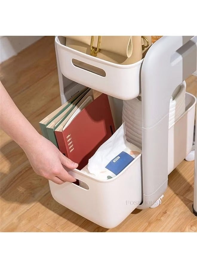 MIXDE Double Layer Shelf Floor With Wheels Kitchen Bathroom Storage Rack - Image 2