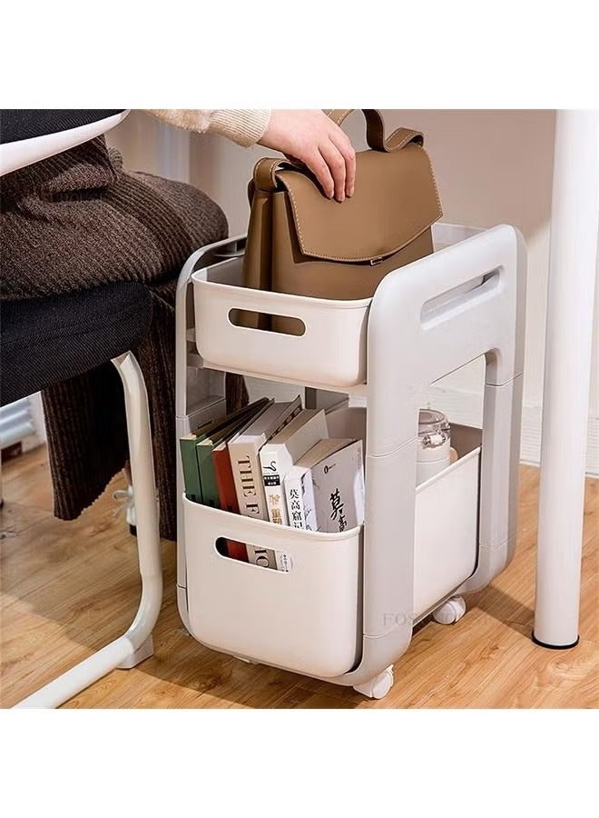 MIXDE Double Layer Shelf Floor With Wheels Kitchen Bathroom Storage Rack - Image 3