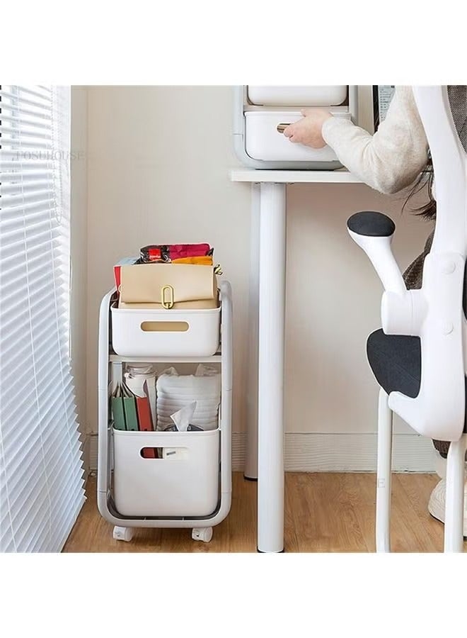 MIXDE Double Layer Shelf Floor With Wheels Kitchen Bathroom Storage Rack - Image 4