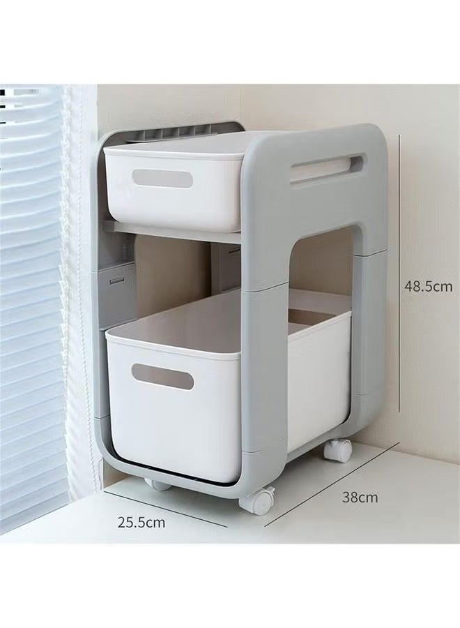 MIXDE Double Layer Shelf Floor With Wheels Kitchen Bathroom Storage Rack - Image 5