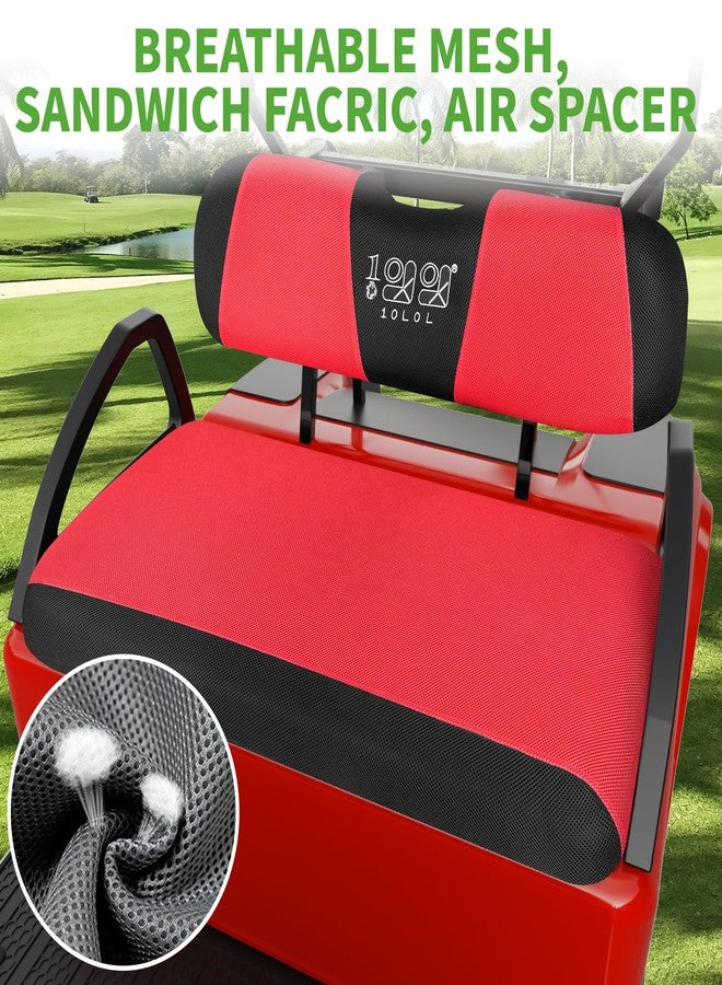 10 ال 0 ال طقم أغطية مقاعد عربة الجولف 10L0L - مقاس عالمي للمقاعد الأمامية لعربات EZGO TXT/RXV | نسيج شبكي يسمح بالتهوية | سهل التركيب | أحمر وأسود (لا حاجة لدبابيس) - Image 3