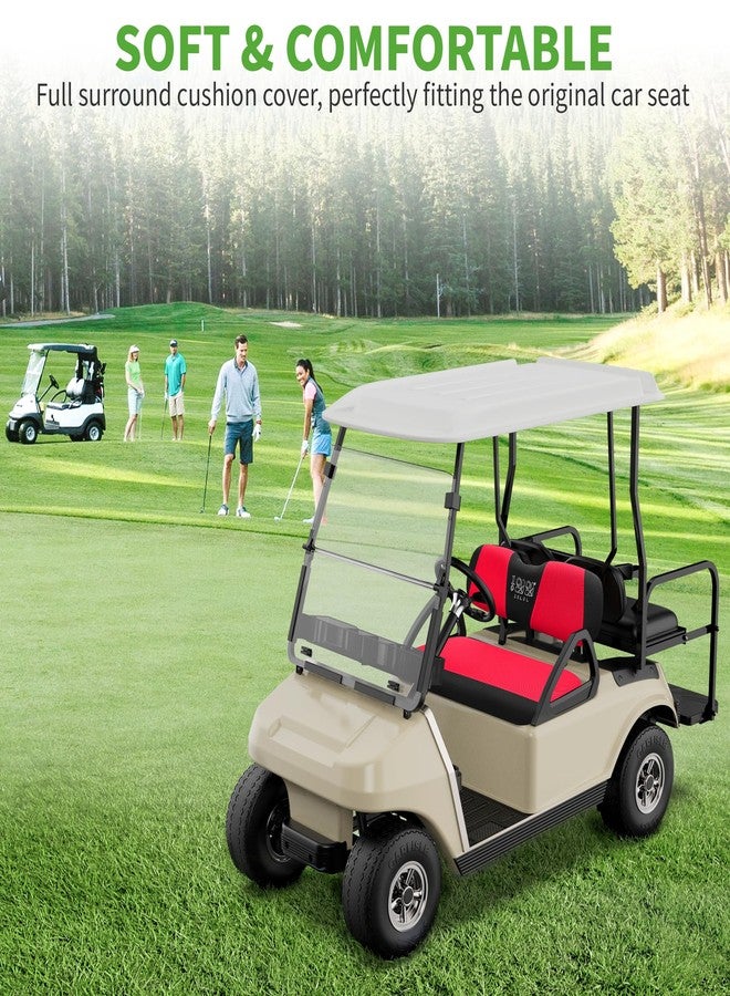 10 ال 0 ال طقم أغطية مقاعد عربة الجولف 10L0L - مقاس عالمي للمقاعد الأمامية لعربات EZGO TXT/RXV | نسيج شبكي يسمح بالتهوية | سهل التركيب | أحمر وأسود (لا حاجة لدبابيس) - Image 5