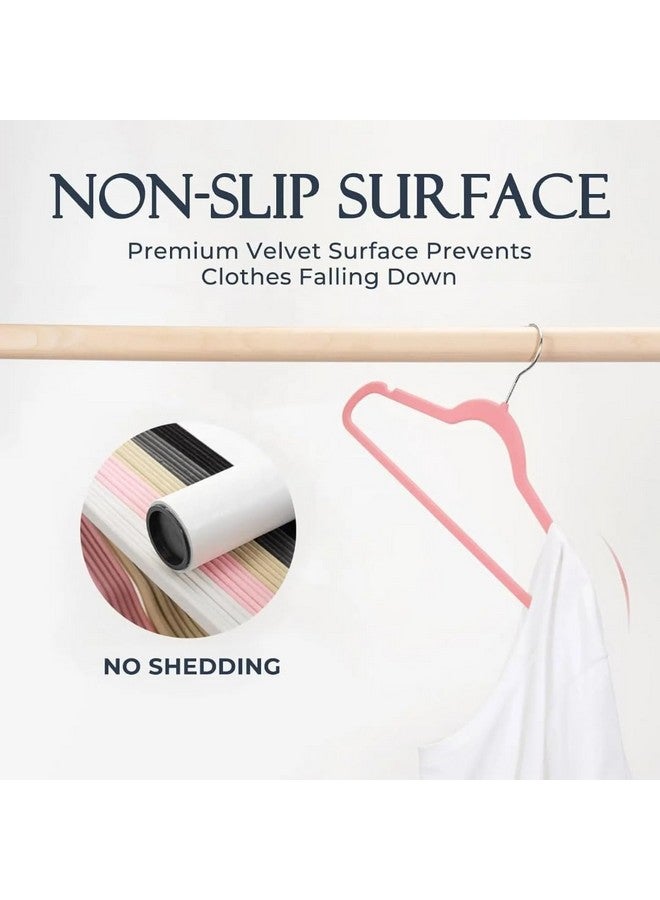 ANH MART Velvet Hangers Non-Slip - Ultra-Thin, Felt-Coated Suit | Aesthetic Clothes Hangers with Precision Notches for Space-Saving Closet Storage (Pink) (50 Pack) - Image 5