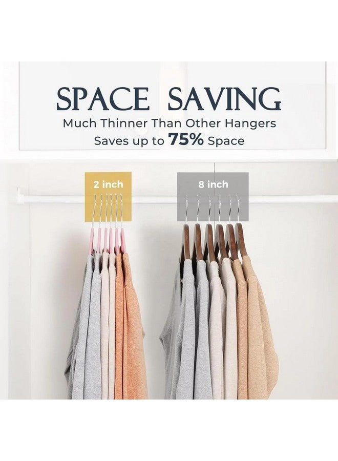 ANH MART Velvet Hangers Non-Slip - Ultra-Thin, Felt-Coated Suit | Aesthetic Clothes Hangers with Precision Notches for Space-Saving Closet Storage (Pink) (50 Pack) - Image 3
