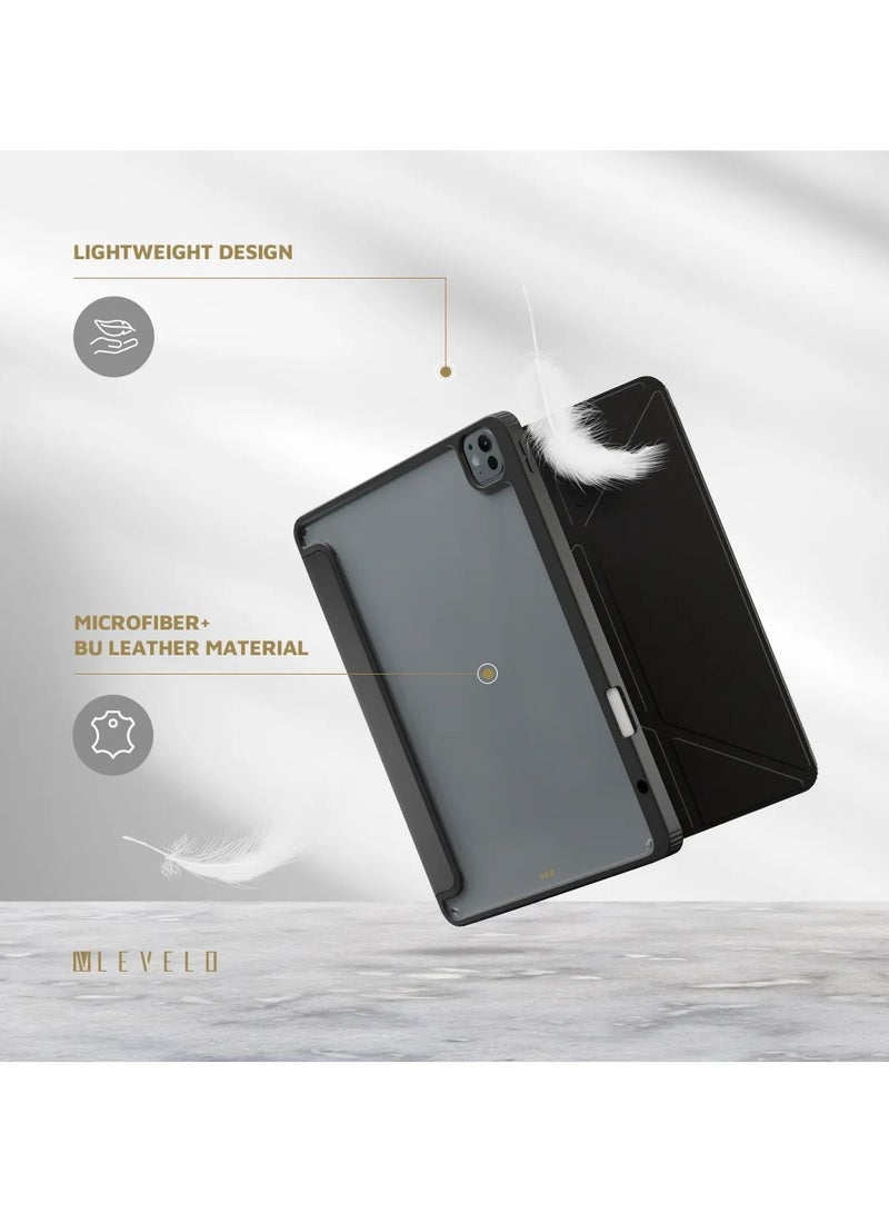LEVELO iPad Pro 12.9 Case Conver Clear Back Hybrid Back Cover / Shock Absorbent Bumper Case / 3FT Drop Tested / 360 Degrees Protection / Magnetic Case Type - Black  - Image 4