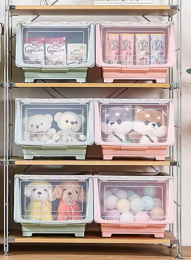 JCB CHIC Large Capacity Plastic Storage Box，Storage Bins with Lids，Opening Storage Cabinet，Multi-use  Storage Box  Toy Chest Box for Clothes, Toys, Books, Snacks(6PCS) - Image 1