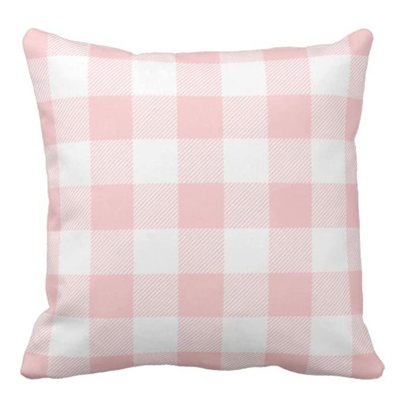 Emvency Throw Pillow Cover Cute Chic Pink Preppy Buffalo Check Plaid Modern Decorative Pillow Case Home Decor Square 18 x 18 Inch Pillowcase
