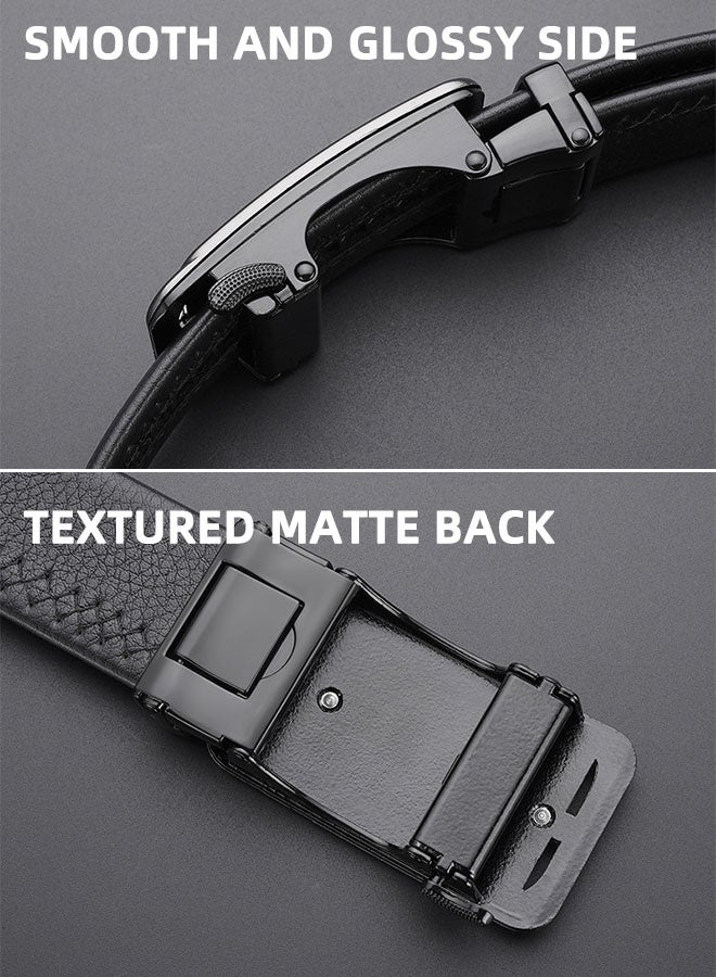Men'S Leather Belt, Automatic Buckle Belt, Simple And Stylish Lychee Pattern Belt, Business Formal Casual, Black, 110cm, 3.5cm Wide - Image 4