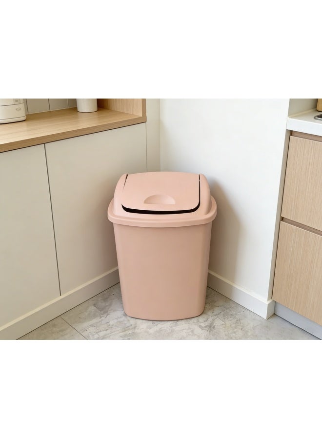 واكيمي سلة مهملات وردية اللون سعة 30 لترًا بغطاء قابل للطي - سلة مهملات عصرية ذات سعة كبيرة، للتحكم في الروائح، تصميم موفر للمساحة للمطبخ والمكتب وغرفة النوم والسكن الجامعي - Image 1