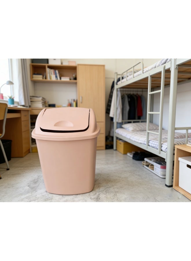 واكيمي سلة مهملات وردية اللون سعة 30 لترًا بغطاء قابل للطي - سلة مهملات عصرية ذات سعة كبيرة، للتحكم في الروائح، تصميم موفر للمساحة للمطبخ والمكتب وغرفة النوم والسكن الجامعي - Image 4