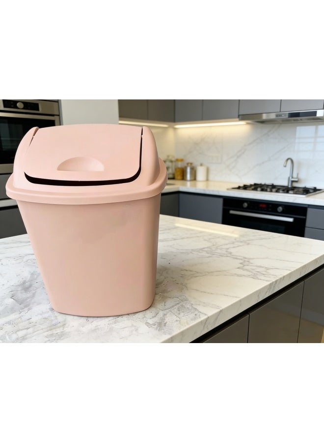 واكيمي سلة مهملات وردية اللون سعة 30 لترًا بغطاء قابل للطي - سلة مهملات عصرية ذات سعة كبيرة، للتحكم في الروائح، تصميم موفر للمساحة للمطبخ والمكتب وغرفة النوم والسكن الجامعي - Image 2