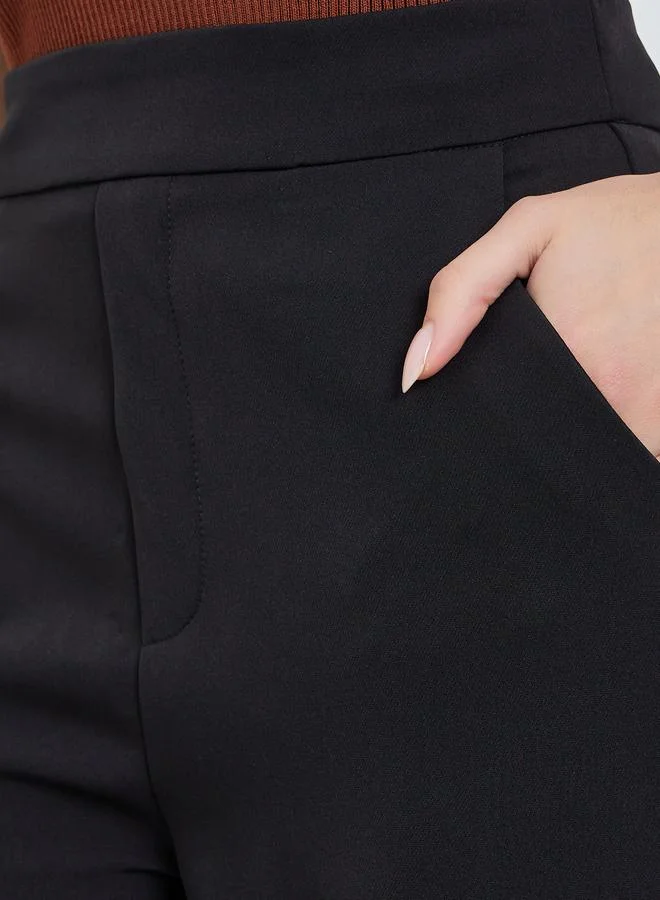 تايك تو Black Solid High Rise Flared Pants