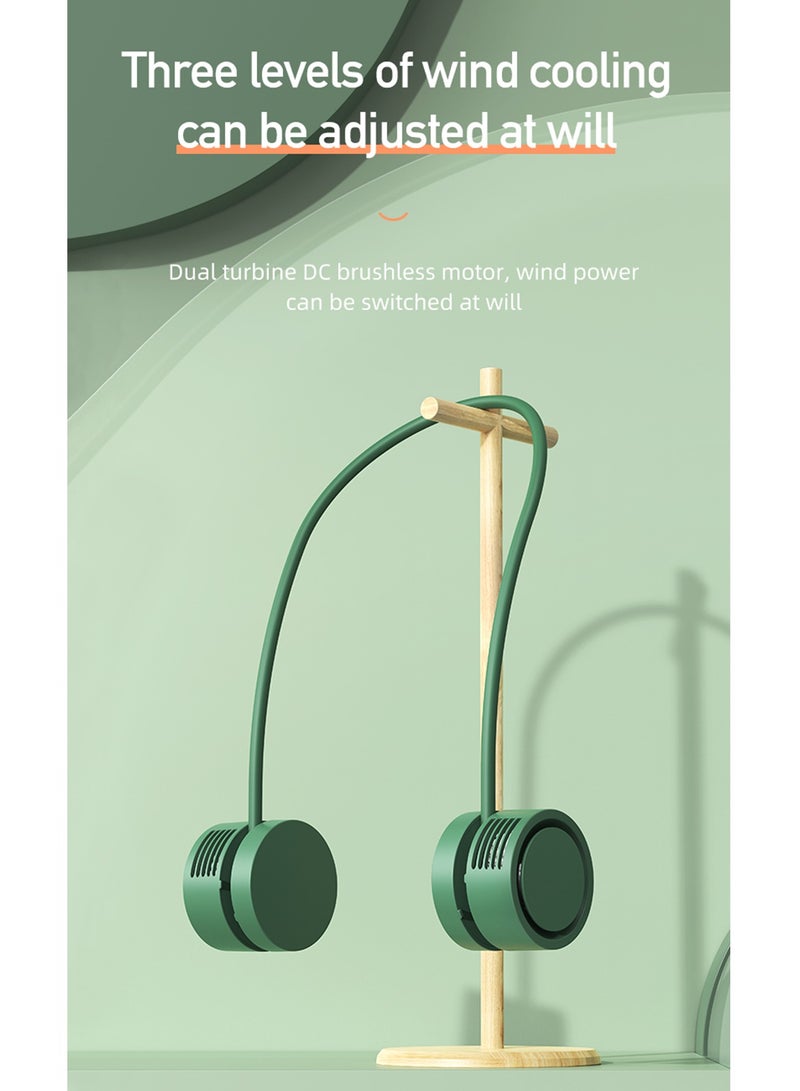 Rechargeable Heat Dissipation Lazy USB Hanging Neck Small Fan, Portable Storage Aromatherapy Hanging Neck Fan, Fan, Green - Image 3