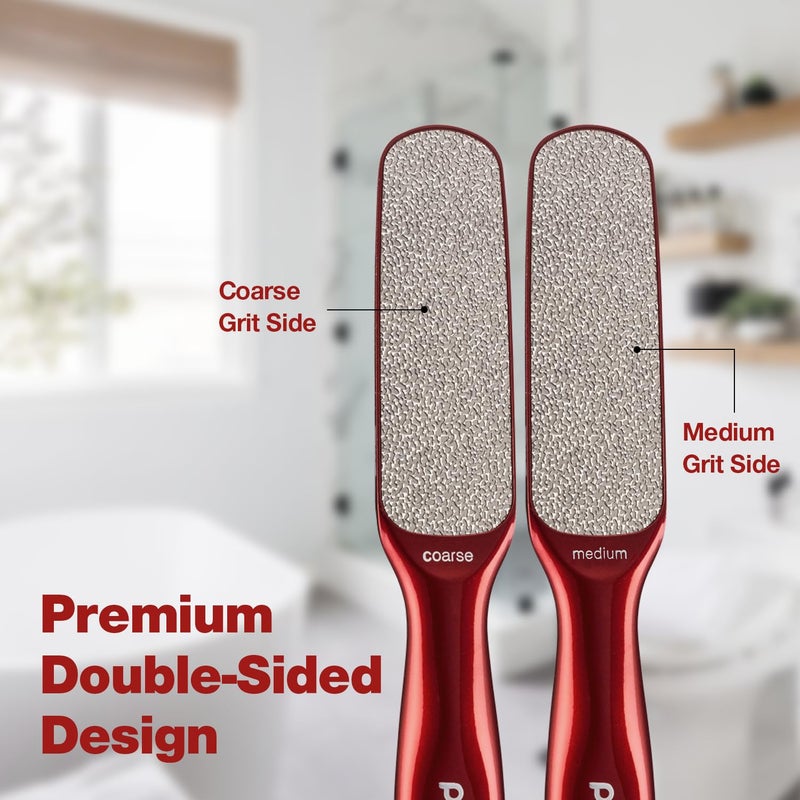 Probelle Double Sided Multidirectional Nickel Foot File Callus Remover - Immediately Reduces calluses and Corns to Powder for Instant Results, Safe Tool (Red) - Image 2