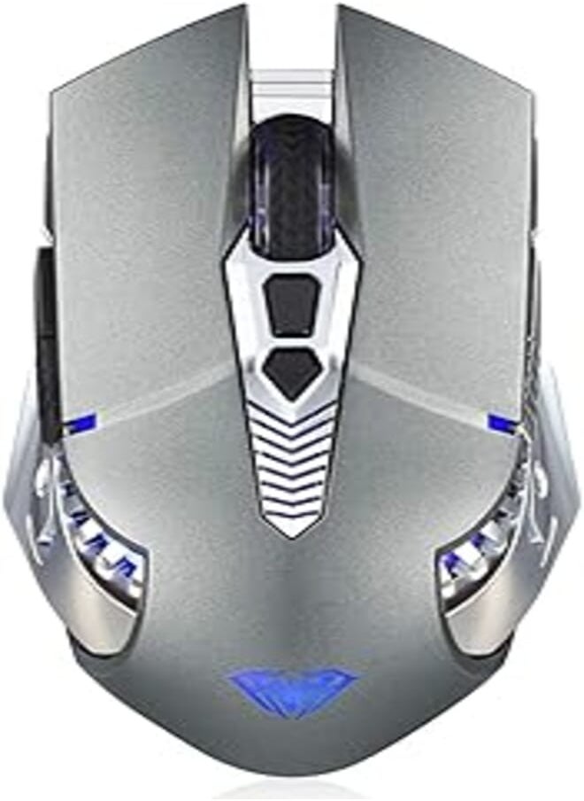 SC200 Wireless Bluetooth Gaming Mouse, Built-in 800mAh Battery, Side Buttons, 2.4G LED Backlight, Rechargeable Wireless Optical Mouse for Laptop MacBook Notebook Tablet Mobile (Grey) 