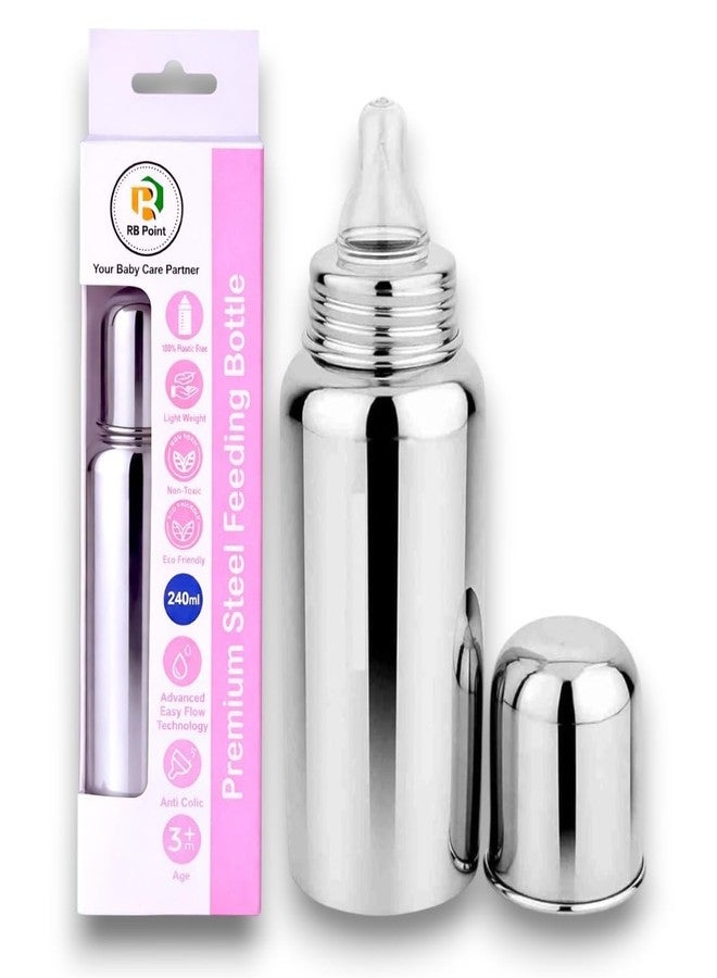 RB Point Stainless Steel Baby Feeding Milk Bottle, Milk Feeding, Water Feeding (Pack of 1, 240 ml.) - Image 1