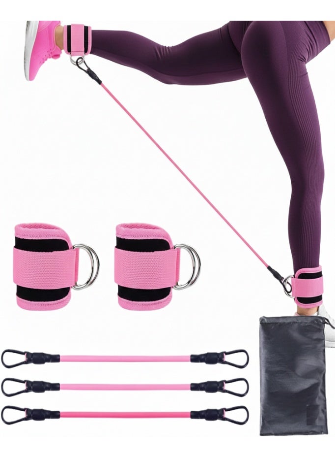 LIVVY Ankle Resistance Bands with Cuffs, Adjustable Ankle Strap Resistance Bands for Leg, Glute & Hip Workout, Glute Kickback Bands for Home Gym & Fitness Training (Pink) - Image 1