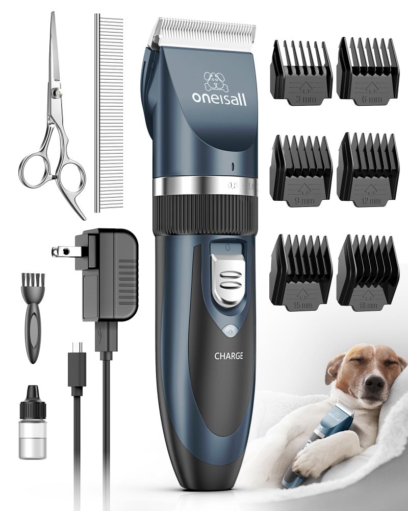 oneisall Dog Shaver Clippers Low Noise Rechargeable Cordless Electric Quiet Hair Clippers Set for Dogs Cats Pets - Image 1