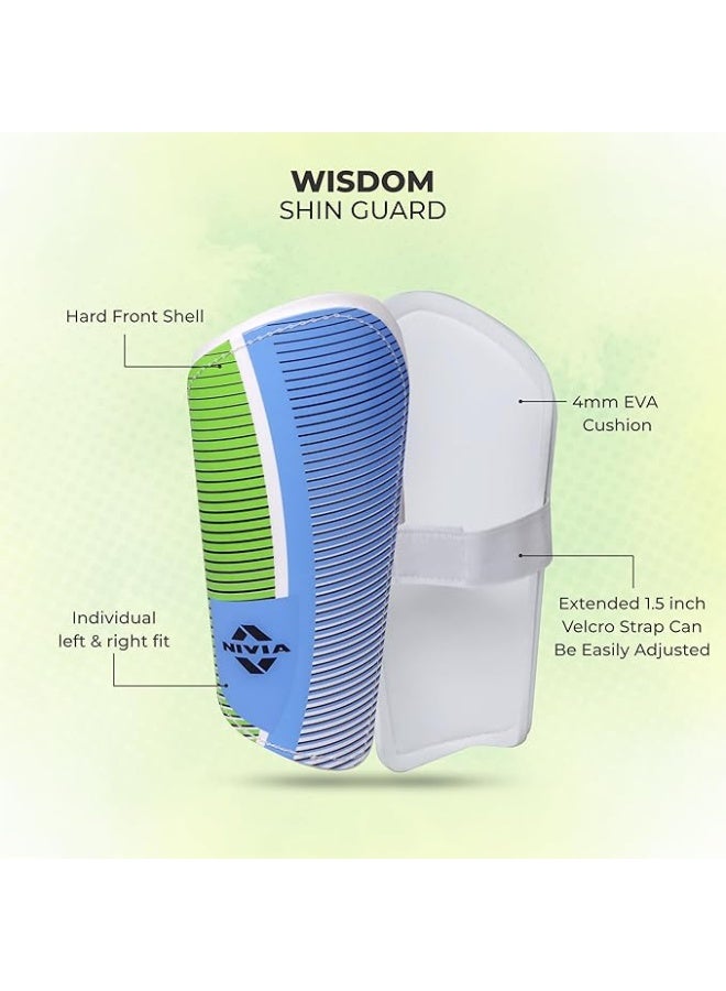 Nivia Wisdom - 2018 Plastic Shin Guard For Youth For Football Games Matches, Training, Light Weight & Breathable (White,Size - Large) - Image 1