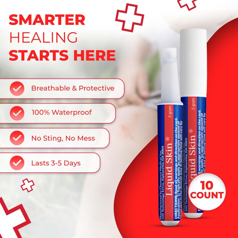Ever Ready First Aid Liquid Bandage for Skin â€“ Waterproof Skin Glue for Wound Closure, Flexible Liquid Barrier with Non-Sting Formula â€“ Long-Lasting Liquid Bandage - 10 Count - Image 2