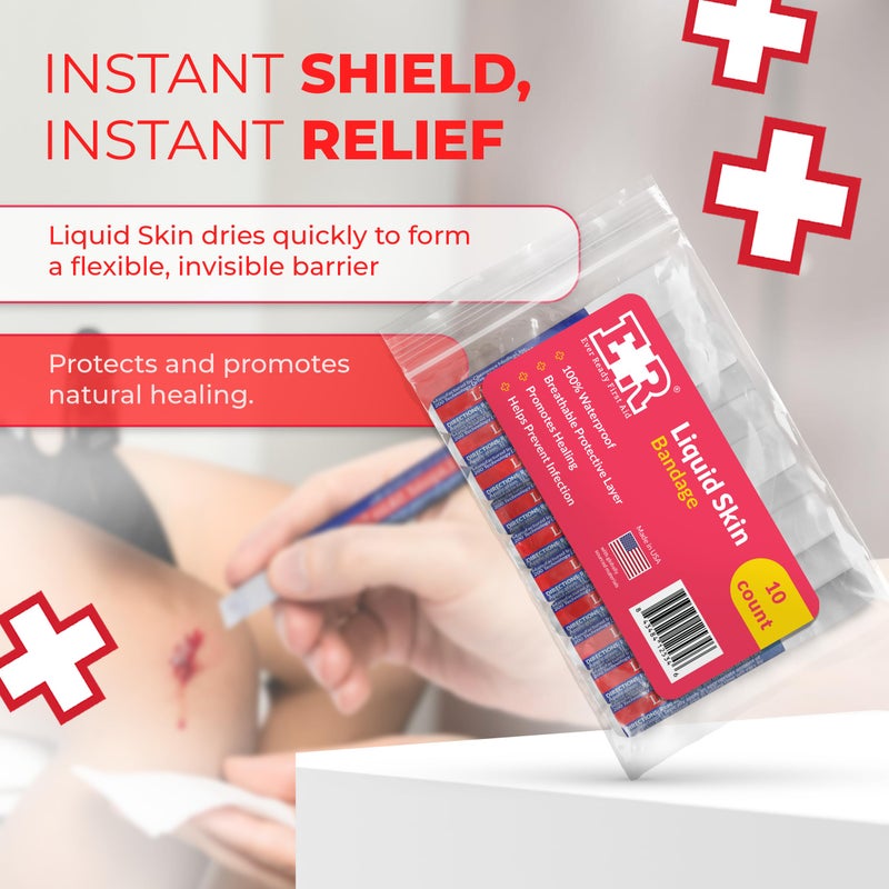 Ever Ready First Aid Liquid Bandage for Skin â€“ Waterproof Skin Glue for Wound Closure, Flexible Liquid Barrier with Non-Sting Formula â€“ Long-Lasting Liquid Bandage - 10 Count - Image 3