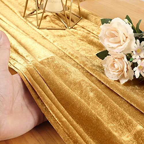 SoarDream Gold Velvet Table Runner 10ft Extra Long Luxury 29x120 inch Soft Dinner Table Runners for Wedding Reception Table Decorations - Image 4