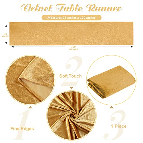 SoarDream Gold Velvet Table Runner 10ft Extra Long Luxury 29x120 inch Soft Dinner Table Runners for Wedding Reception Table Decorations - Image 3