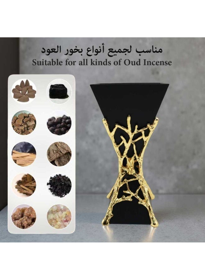 Bakhoor BoSidin Luxurious Modern Design Oud Incense Holder Black Gold - Image 4