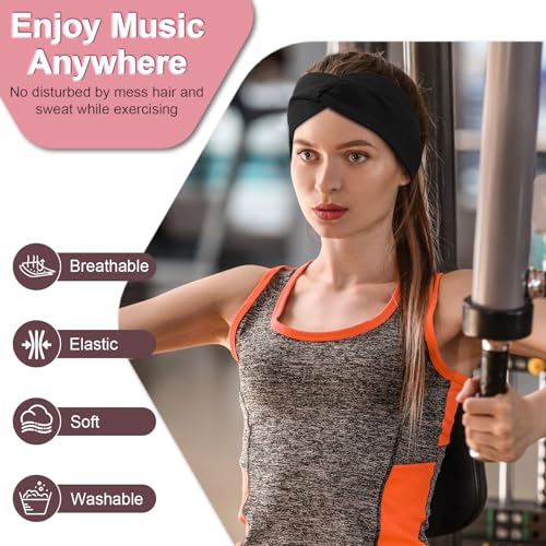 BULYPAZY 2-Pack Headband Headphones with Thin HD Speakers, Bluetooth Headband for Women, Stylish Knotted Design, Wireless Bluetooth Headphones for Workout, Daily Life, Yoga, Travel, Meditation - Red&Black - Image 5