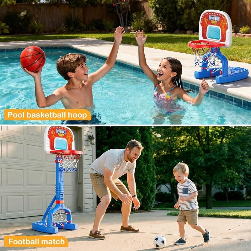 Goreem Toddler Basketball Hoop Outdoor Play Sports Activity Toys,Adjustable Mini Kids Basketball & Soccer Goal with4Balls & Ball Pumps for Indoor, Outdoor, Pool, Sports, Birthday Gifts for Children - Image 5