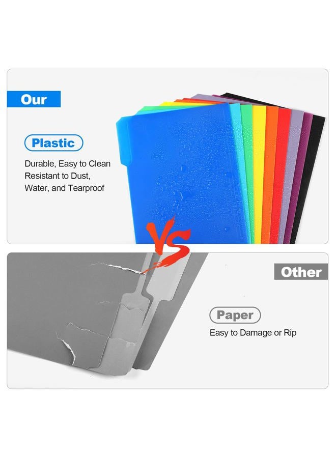 KTRIO 9 Pack Plastic File Folders Colored Folders - 9 Assorted Colors Letter Size File Folders Poly Filing Folders Heavy Duty 3 Tab Folders, 1/3 Cut Erasable Tabs for Office School Home Organization - Image 3
