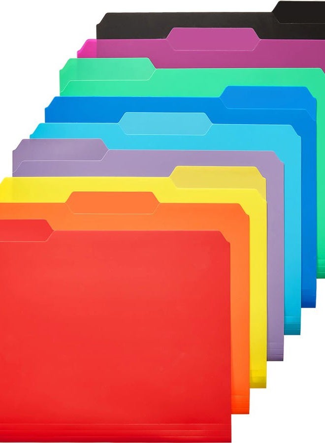 KTRIO 9 Pack Plastic File Folders Colored Folders - 9 Assorted Colors Letter Size File Folders Poly Filing Folders Heavy Duty 3 Tab Folders, 1/3 Cut Erasable Tabs for Office School Home Organization - Image 1
