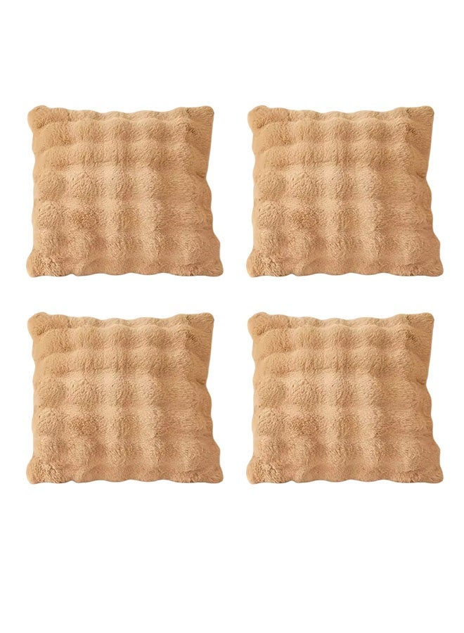 4 pcs Faux Fur Solid Color 3D Soft Warm Plush Throw Pillow Covers For Living Room Sofa Bedroom Home Room Decor(45x45cm) - Image 1