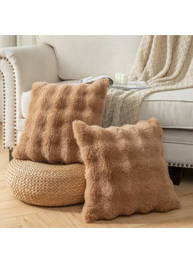4 pcs Faux Fur Solid Color 3D Soft Warm Plush Throw Pillow Covers For Living Room Sofa Bedroom Home Room Decor(45x45cm) - Image 5