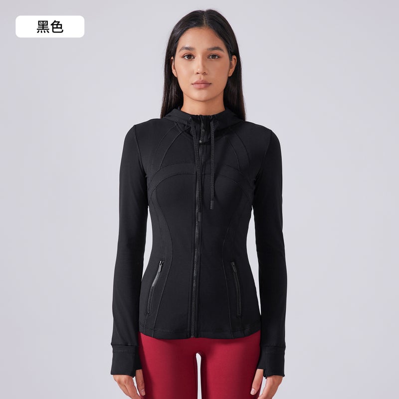 Generic Autumn Hooded Yoga Jacket Slim Fit DAW204 Black 