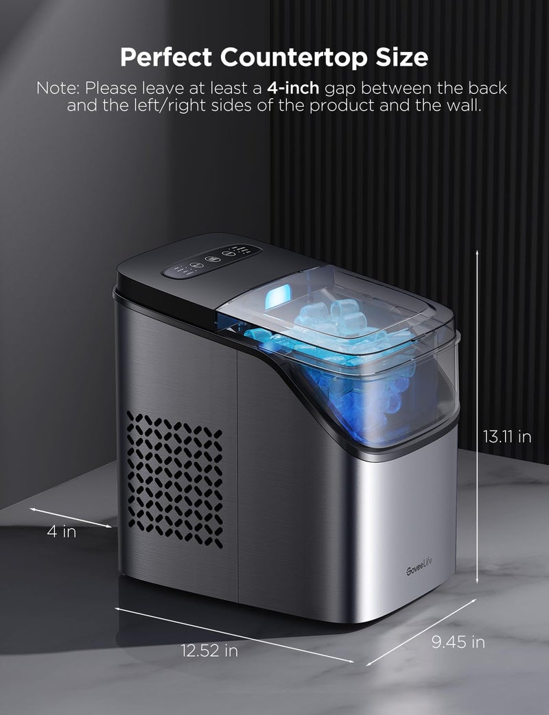 GoveeLife Smart Ice Maker Countertop, Portable Ice Machine with Voice Control, 9 Ice Cubes in 6 Minutes 3 Sizes, 26lbs/24Hrs, Self Cleaning RGB Lights, Quiet Ice Maker with Scoop for Kitchen Silver - Image 5
