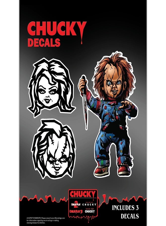 WALL PALZ Chucky & Tiffany Child's Play Decals - Set of 3 Vinyl Stickers for Car Tumbler Water Bottle Laptop Halloween Horror Car Decal Chucky Doll Face Scary Stickers - Image 1