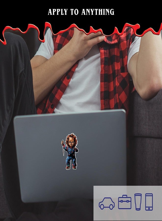 WALL PALZ Chucky & Tiffany Child's Play Decals - Set of 3 Vinyl Stickers for Car Tumbler Water Bottle Laptop Halloween Horror Car Decal Chucky Doll Face Scary Stickers - Image 5