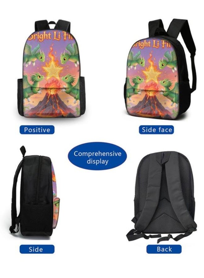 Bright Li Fire Three-piece set of cartoon bags, easily cope with various occasions (students, children, friends' outings, mountain climbing, schooling, etc.) | Backpack + hand-held + stationery bag | School season/holiday gifts - 106 - Image 3