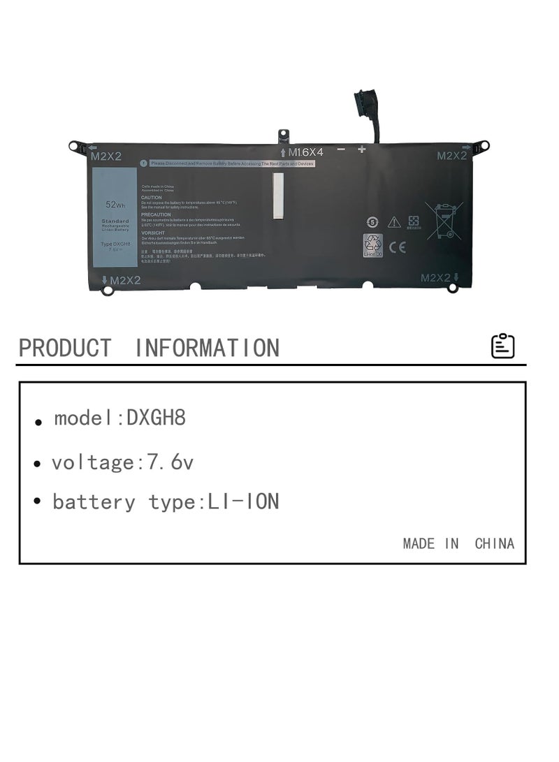 Replacement Laptop Battery DXGH8 G8VCF H754V 0H754V for Dell XPS 13 9370 9380 Inspiron 7390 7391 2-in-1 5390 5391 7490 Latitude 3301 E3301 Vostro 5 3 90 5.391 7.6V 52Wh - Image 2