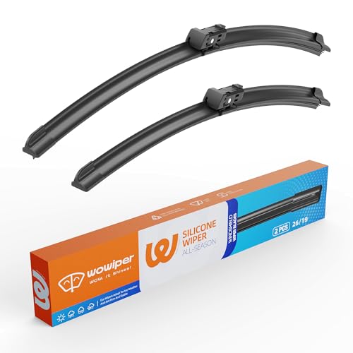 WOWIPER Silicone Wiper Blades 26" + 19" Automotive Replacement Windshield Wiper Blades for Tesla Model 3 2023-2017 Model Y 2022-2020/Volkswagen VW Passat 2021-2016 for Front Windshield(Set of 2) - Image 1