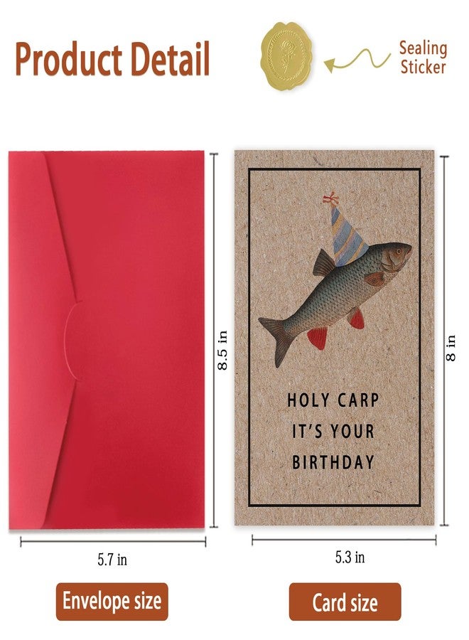 ICOOLYI Cute Carp Fish Birthday Card for Men Women Friends, Humorous Carp Pun Birthday Card, Cute fishing Birthday Gift For Fishing Enthusiasts - Image 2