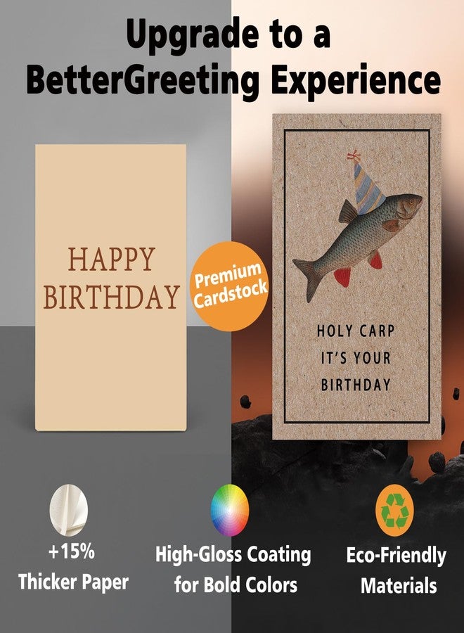 ICOOLYI Cute Carp Fish Birthday Card for Men Women Friends, Humorous Carp Pun Birthday Card, Cute fishing Birthday Gift For Fishing Enthusiasts - Image 5