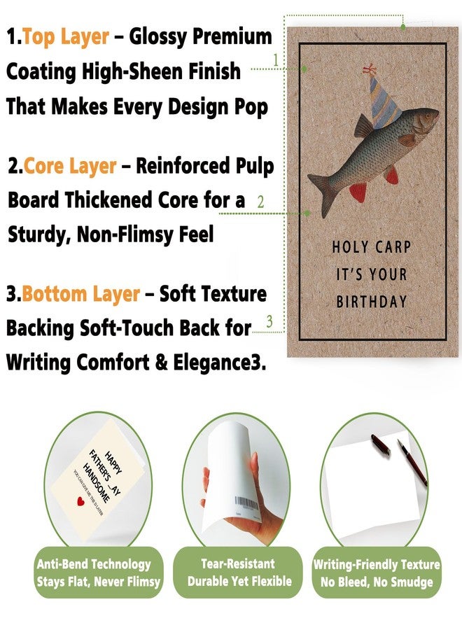 ICOOLYI Cute Carp Fish Birthday Card for Men Women Friends, Humorous Carp Pun Birthday Card, Cute fishing Birthday Gift For Fishing Enthusiasts - Image 4